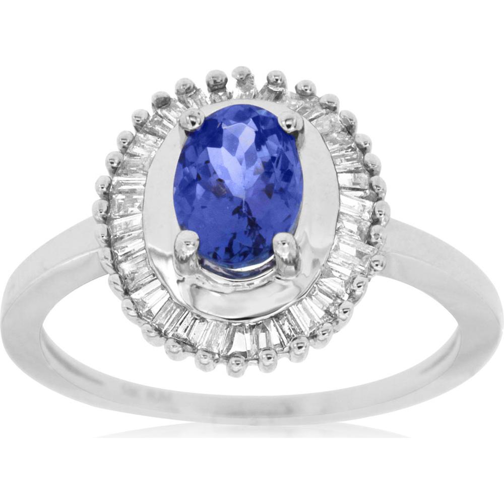 Royal 14K White Gold Tanzanite and Diamond Ring - Celestial Symphony
