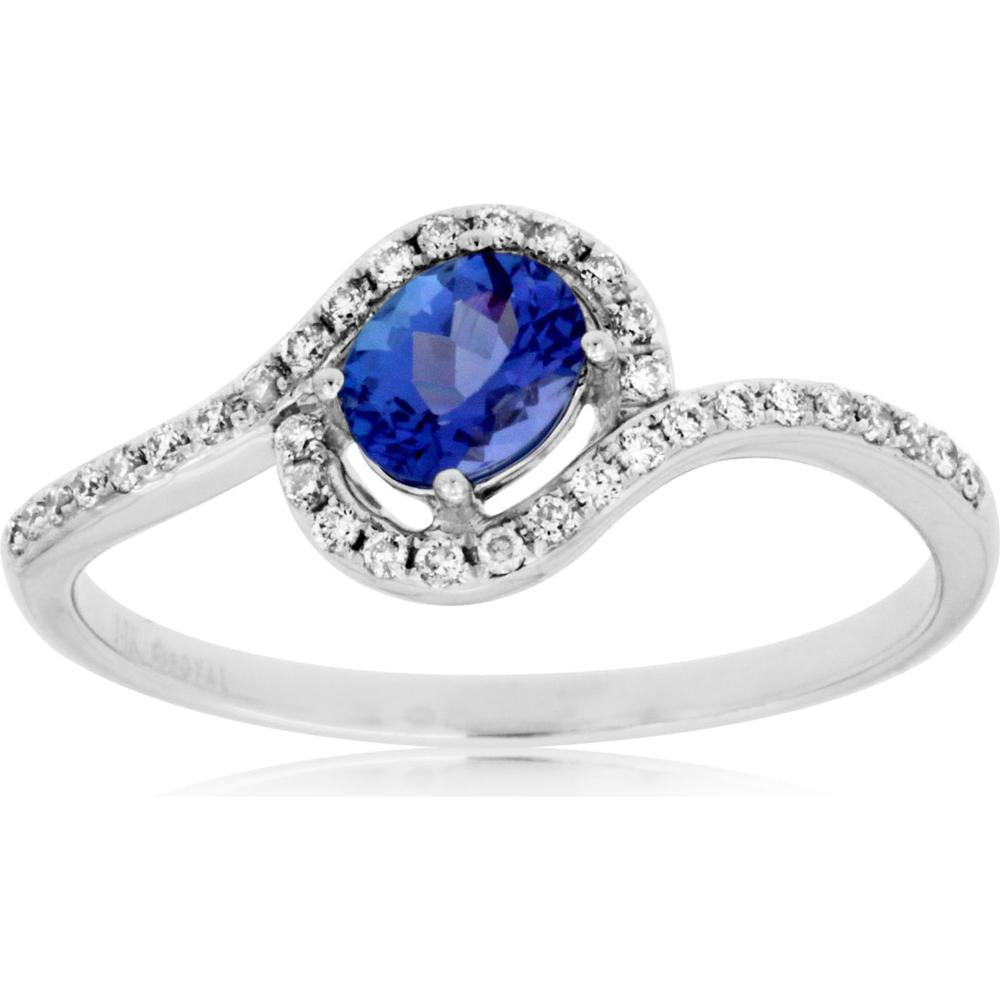 Royal 14K White Gold Tanzanite & Diamond Ring - Exquisite Elegance