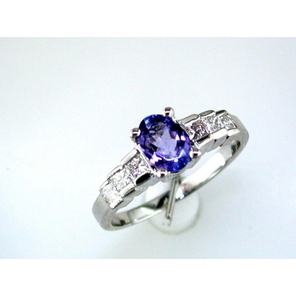 Royal 14K White Gold Tanzanite and Diamond Ring - Exquisite Oval Cut Jewelry
