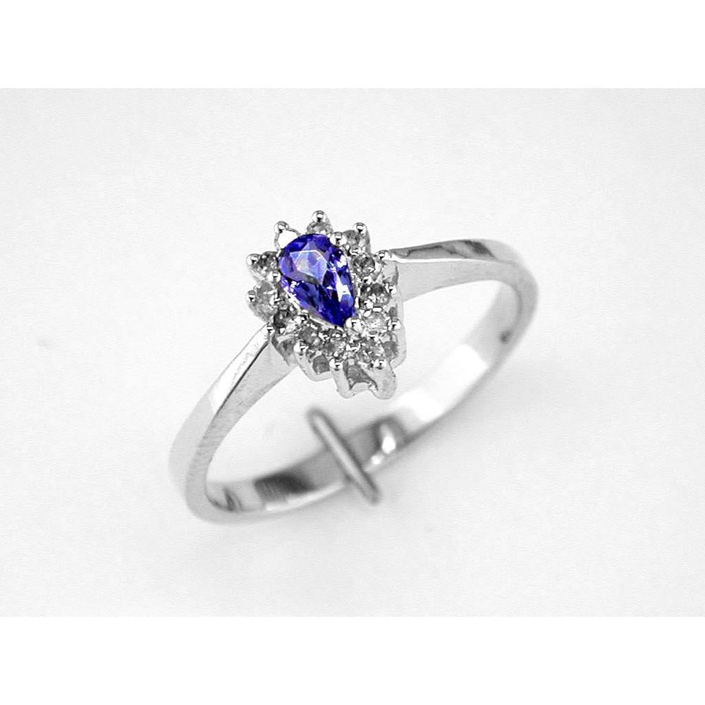Royal 14K White Gold Tanzanite & Diamond Ring - Exquisite Pear Shape Design