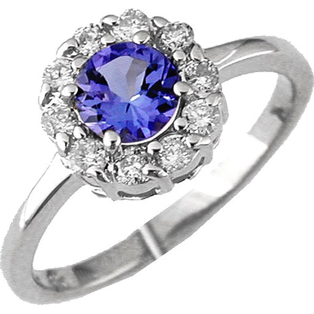 Royal 14K White Gold Tanzanite & Diamond Ring - Princess Di Design - 0.70 Carat Tanzanite - 0.30 Carat Diamond