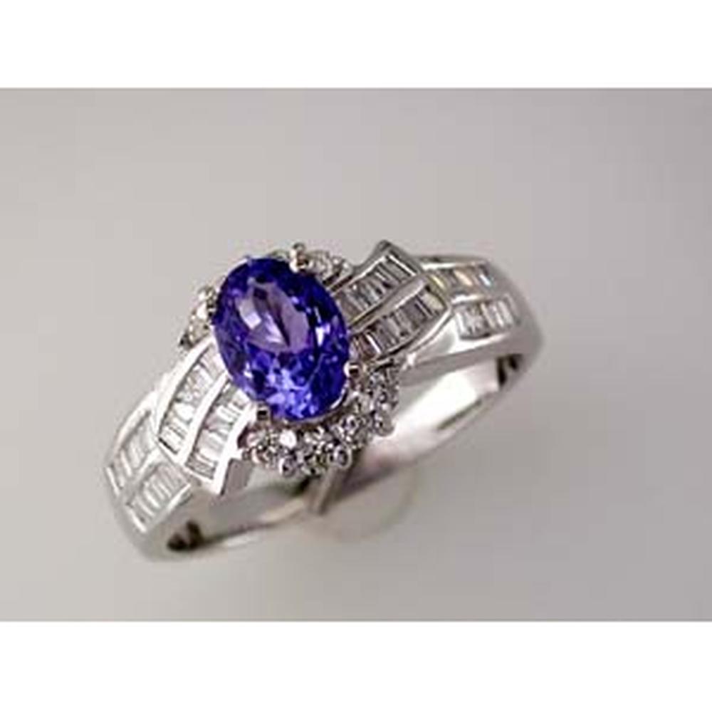 Royal 14K White Gold Tanzanite & Diamond Ring with Oval Tanzanite - 1.35 Carats Total Gem Weight