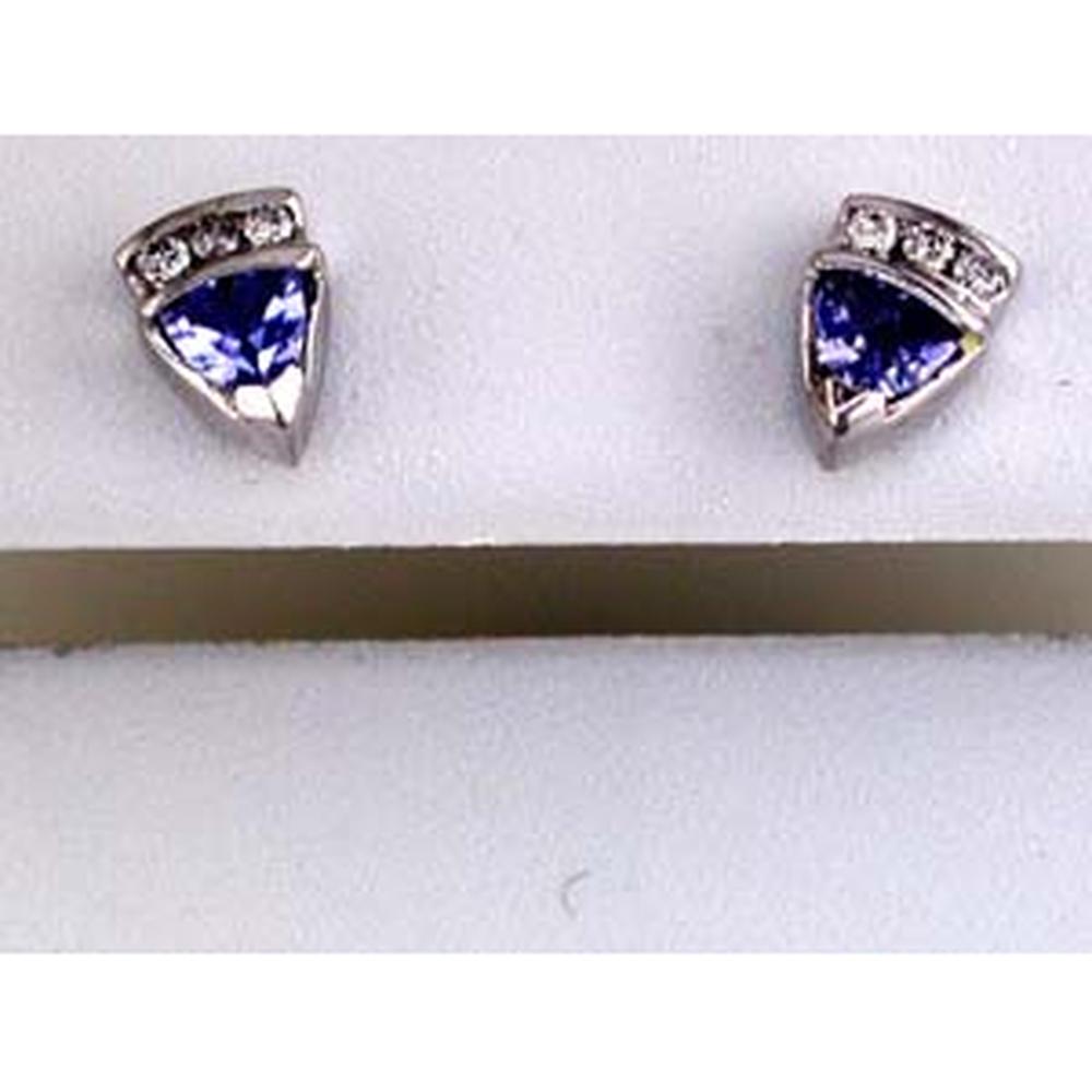 Royal 14K White Gold Tanzanite & Diamond Trillion Earrings - Exquisite Glamour