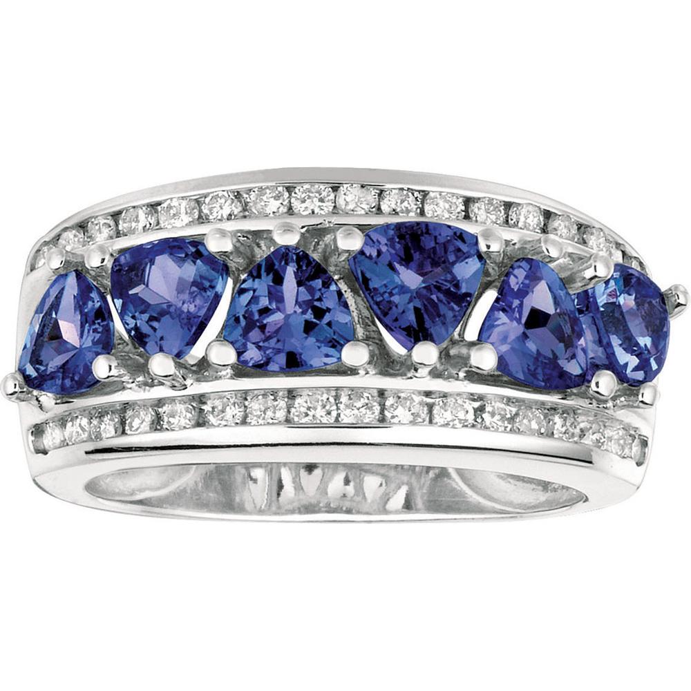 Royal 14K White Gold Tanzanite & Diamond Trillion Ring - 2.37 Carat Total Gem Weight
