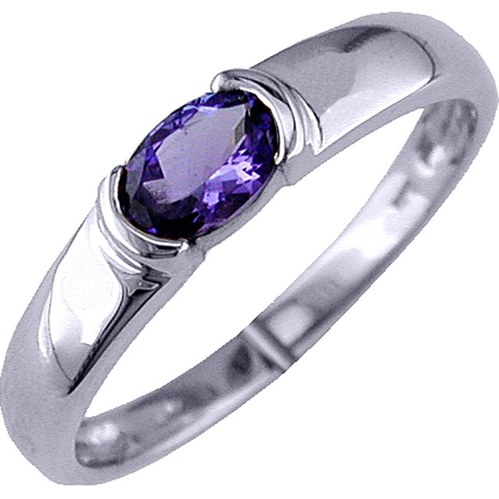 Royal 14K White Gold Tanzanite Oval Ring - 0.50 Carat Total Carat Weight