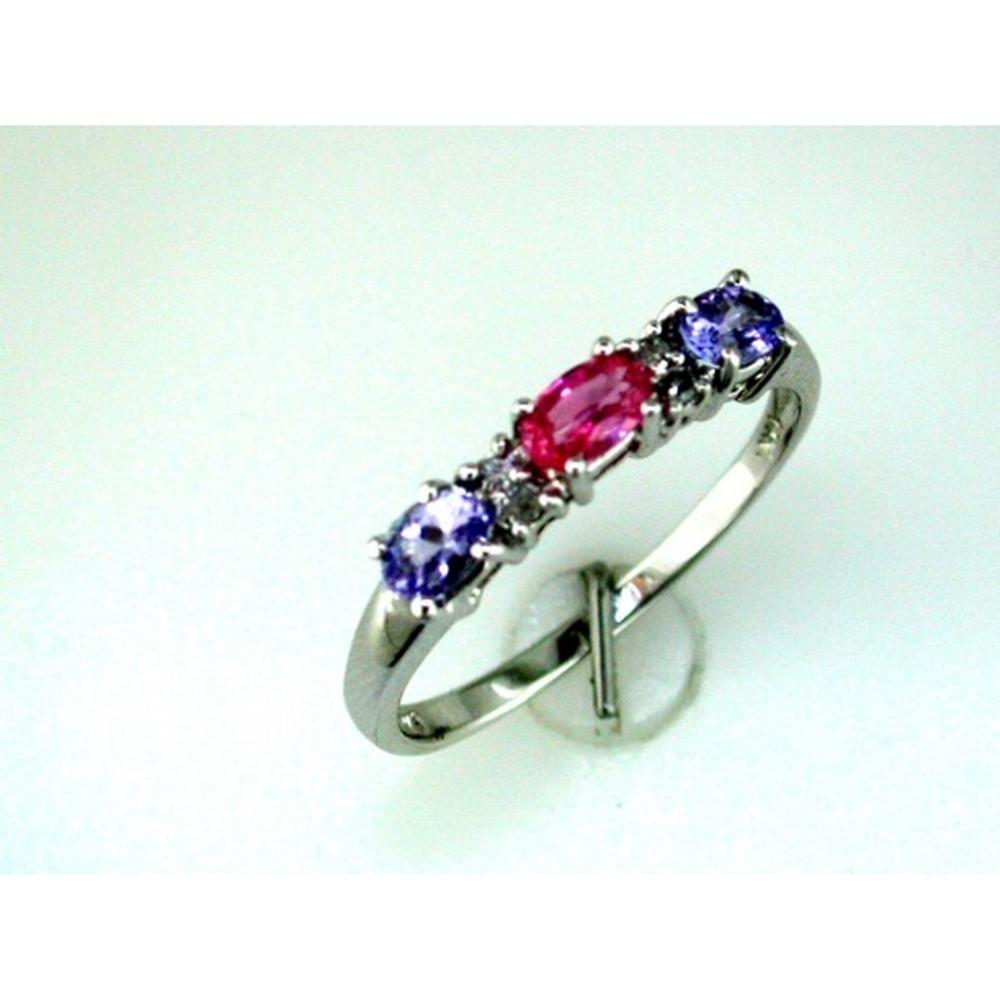 Royal 14K White Gold Tanzanite, Pink Sapphire & Diamond Halo Ring