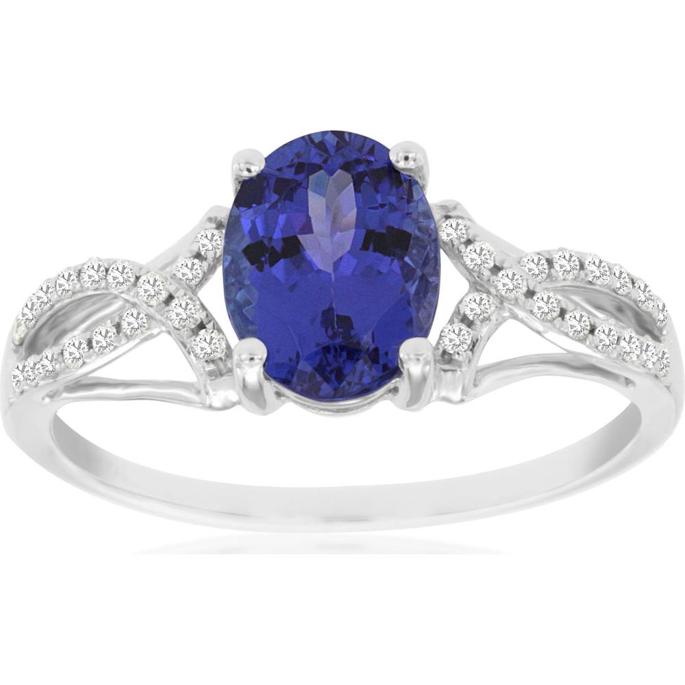 Royal 14K White Gold Tanzanite Ring with Diamond Accents - 1.44 Carats Total Gem Weight