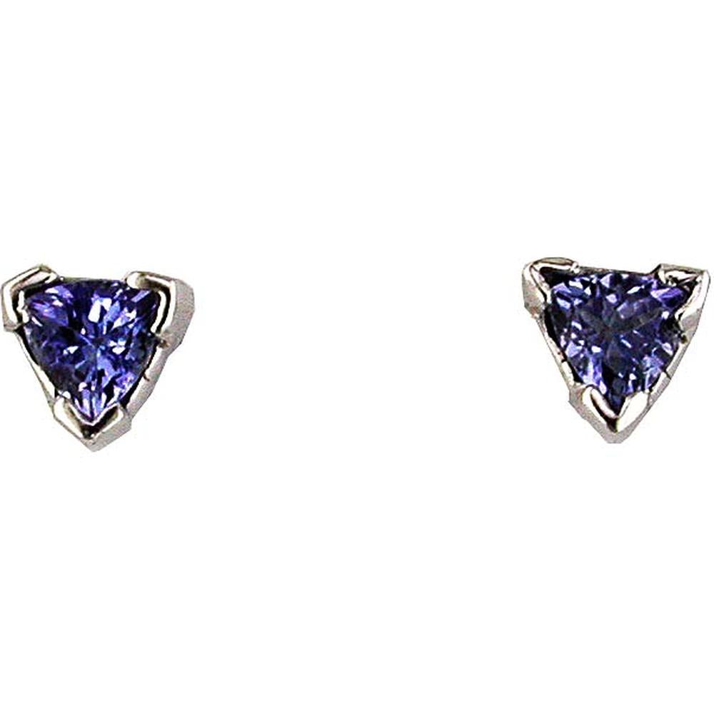 Royal 14K White Gold Tanzanite Trillion Stud Earrings - 0.50 Carat Total Gem Weight