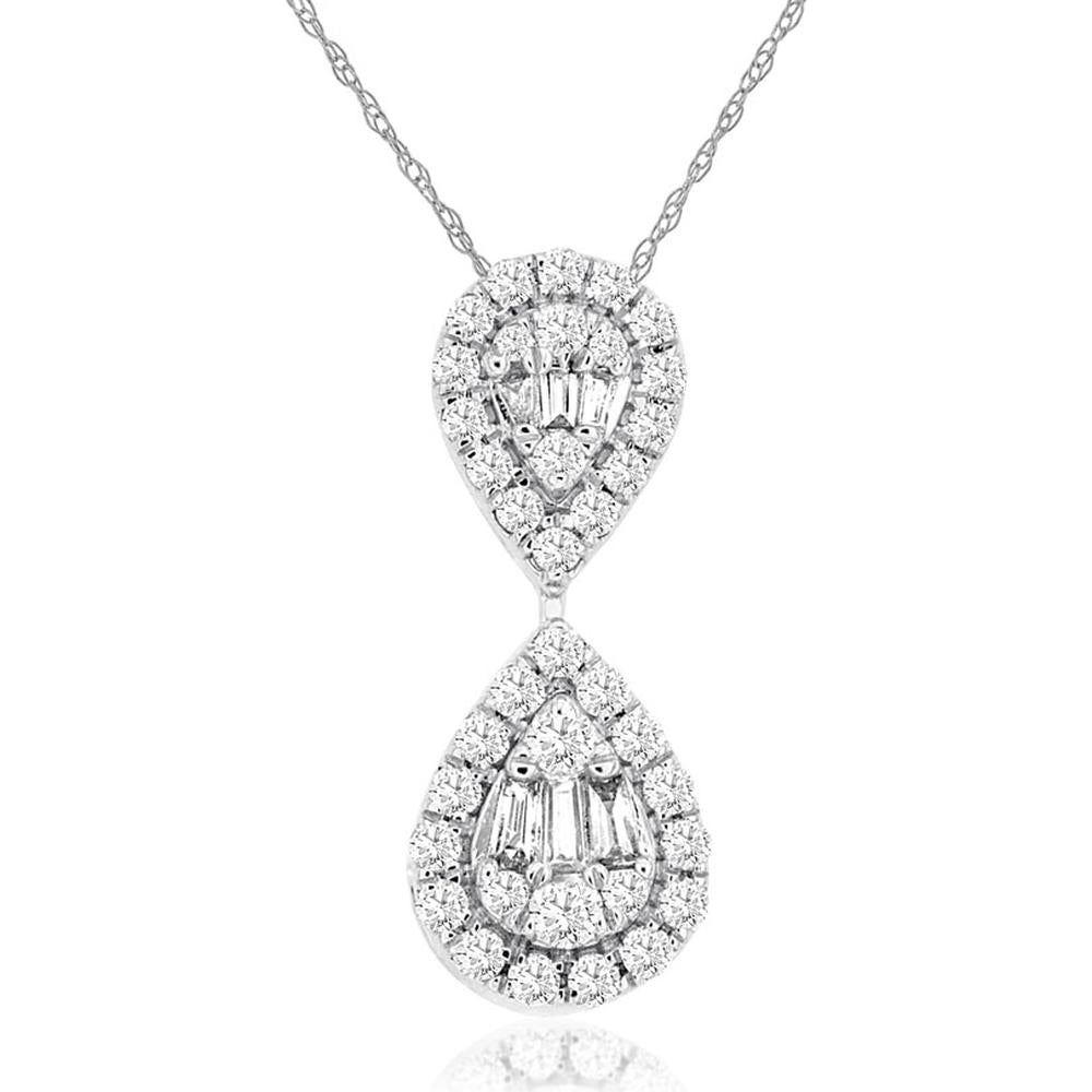 Royal 14K White Gold Teardrop Diamond Pendant - 0.40 Carats Total Diamond Weight