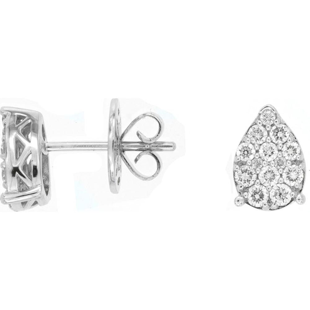 Royal 14K White Gold Teardrop Diamond Stud Earrings - 0.50 Carat Total Diamond Weight
