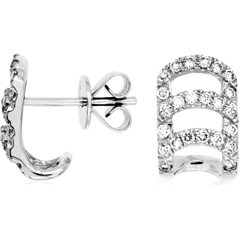 Royal 14K White Gold Three-Row Diamond Stud Earrings - 0.45 Carat Total Diamond Weight
