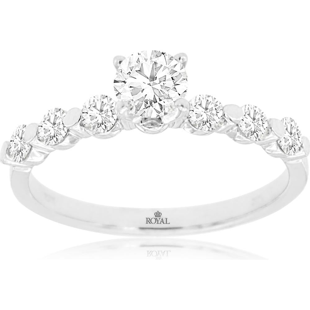 Royal 14K White Gold Timeless Love Diamond Engagement Ring - 0.82 Carat Total Diamond Weight