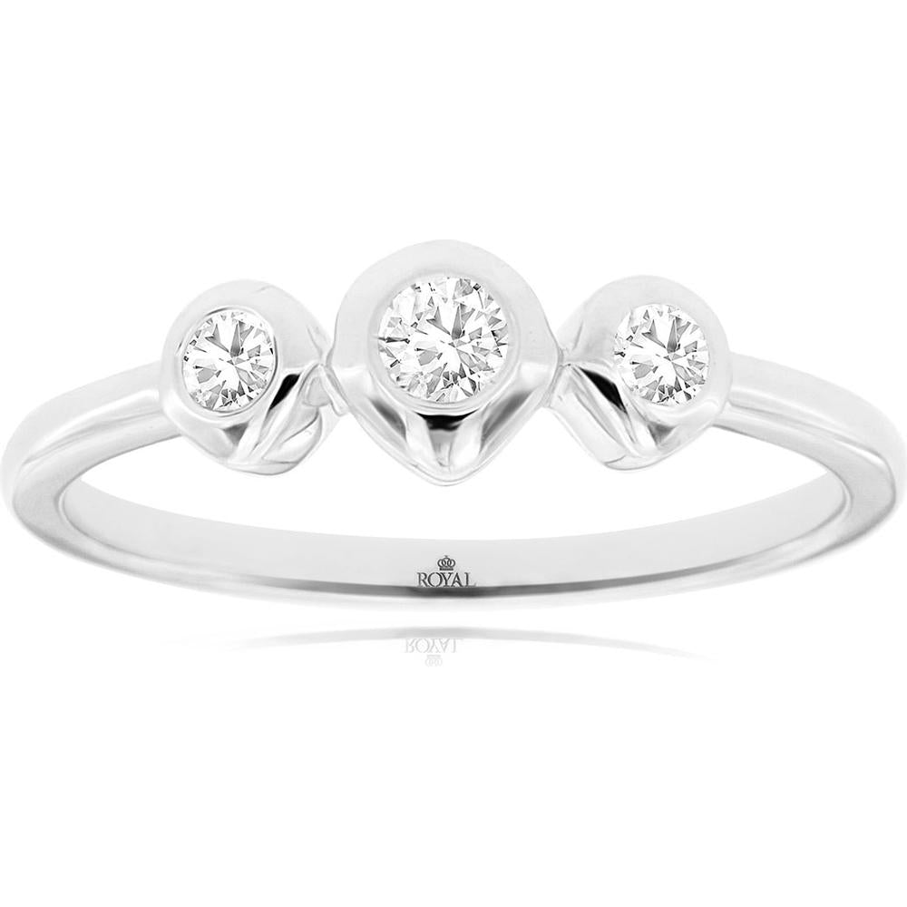 Royal 14K White Gold Trilogy Diamond Ring with 0.18 Carats Total Diamond Weight