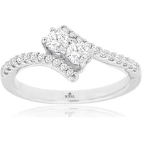 Royal 14K White Gold Two Stone Engagement Ring - 0.50 Carat Total Diamond Weight