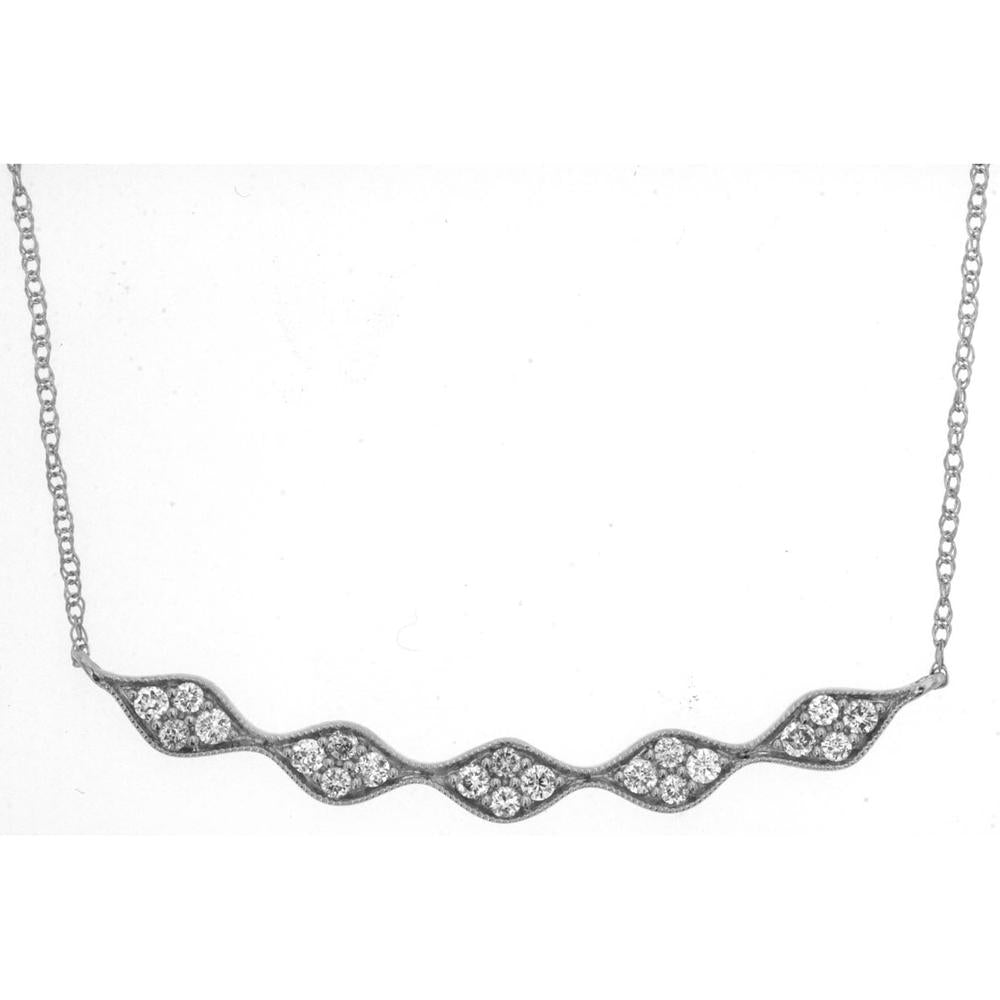 Royal 14K White Gold Wave Diamond Necklace - 0.25 Carats Total Diamond Weight