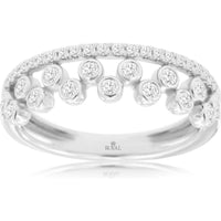 Royal 14K White Gold Wedding Band with Bezel and Pavé Set Round Diamonds - 0.35 Carats Total Diamond Weight