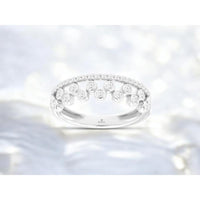 Royal 14K White Gold Wedding Band with Bezel and Pavé Set Round Diamonds - 0.35 Carats Total Diamond Weight