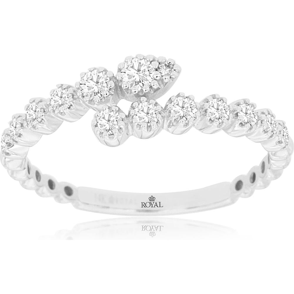 Royal 14K White Gold Wedding Band with Round Diamonds - 0.37 Carat Total Diamond Weight