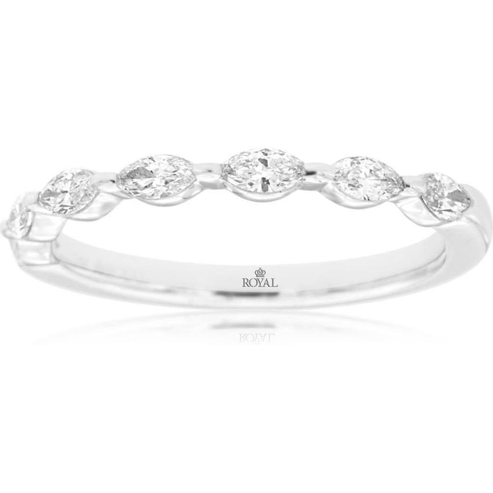 Royal 14K White Gold Wedding Band with Round Diamonds - 0.42 Carat Total Diamond Weight
