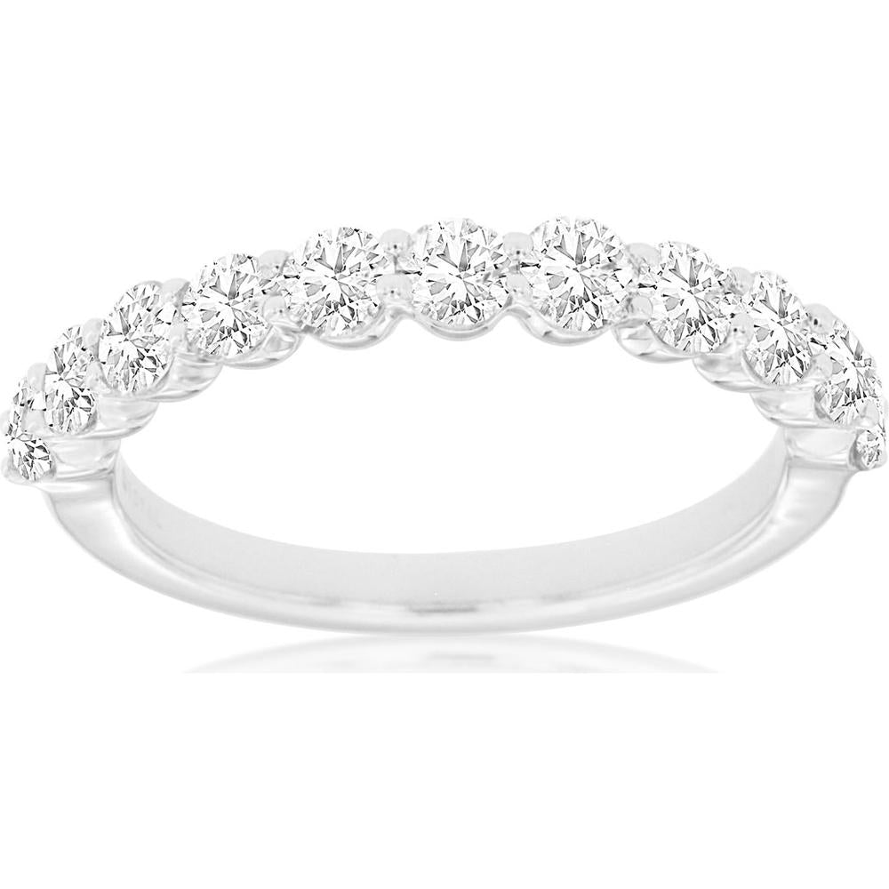 Royal 14K White Gold Wedding Band with U-Prong Set Round Diamonds - 1.20 Carat Total Diamond Weight