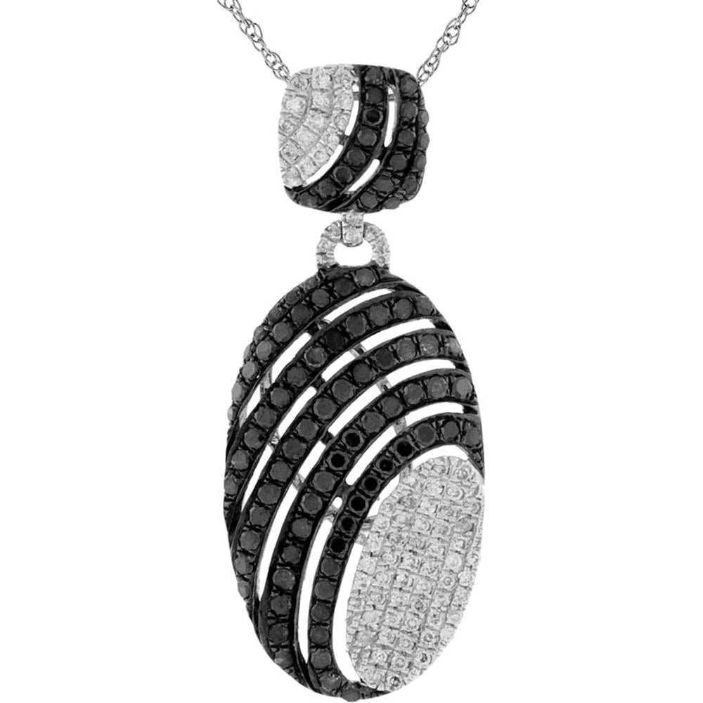 Royal 14K White Gold Whispering Elegance Diamond & Black Diamond Pendant - 1.16 Carat Total Gem Weight