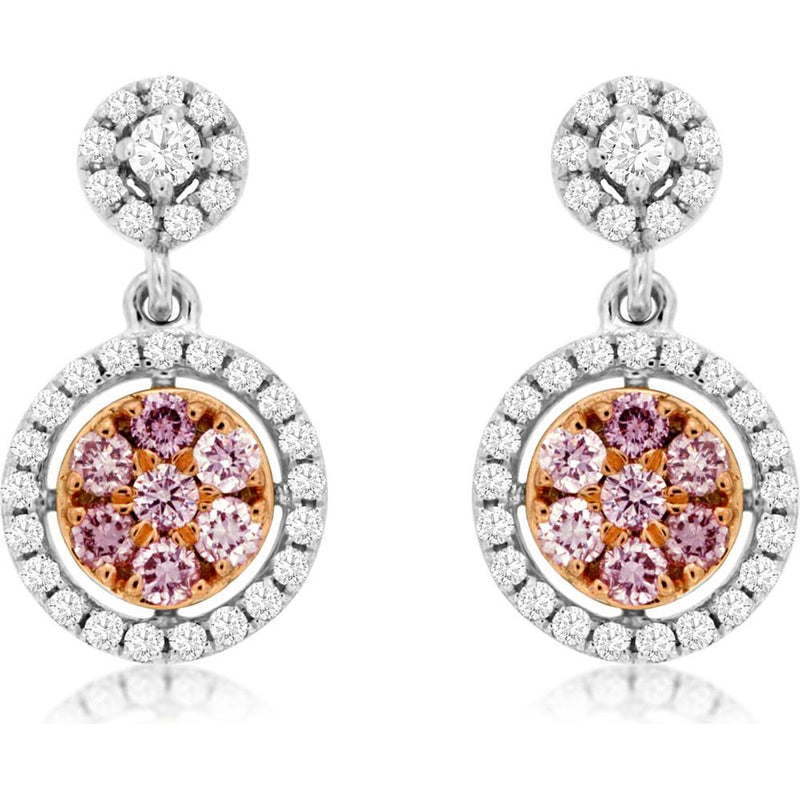 Royal 14K White Gold White & Pink Diamond Earrings - 0.27 Carat Total Diamond Weight