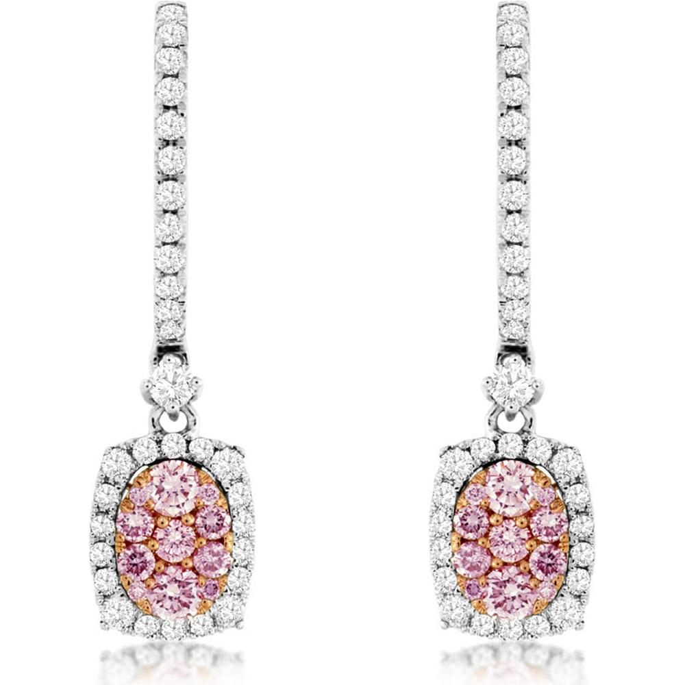 Royal 14K White Gold White & Pink Diamond Earrings - 0.50 Carat Total Diamond Weight