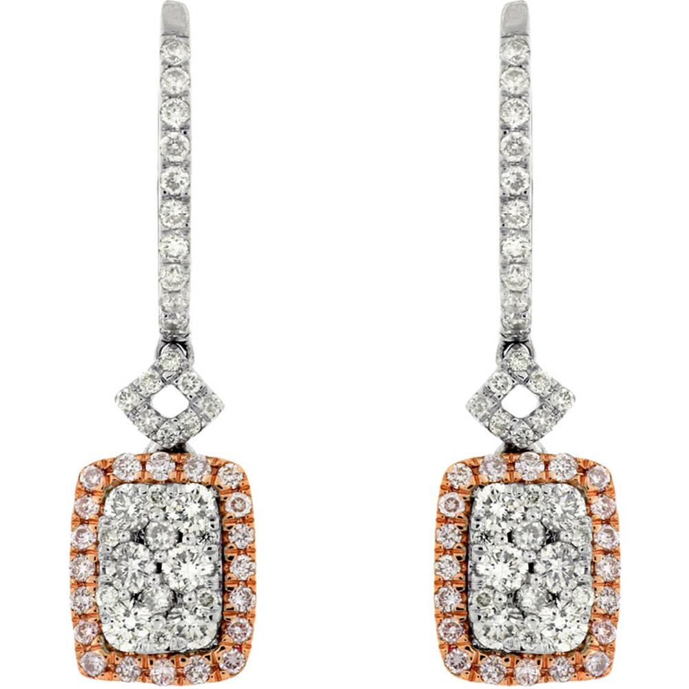 Royal 14K White Gold White & Pink Diamond Earrings - 0.68 Carat Total Diamond Weight