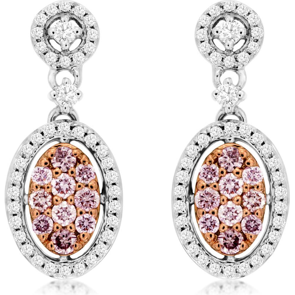 Royal 14K White Gold White & Pink Diamond Earrings - Exquisite Elegance