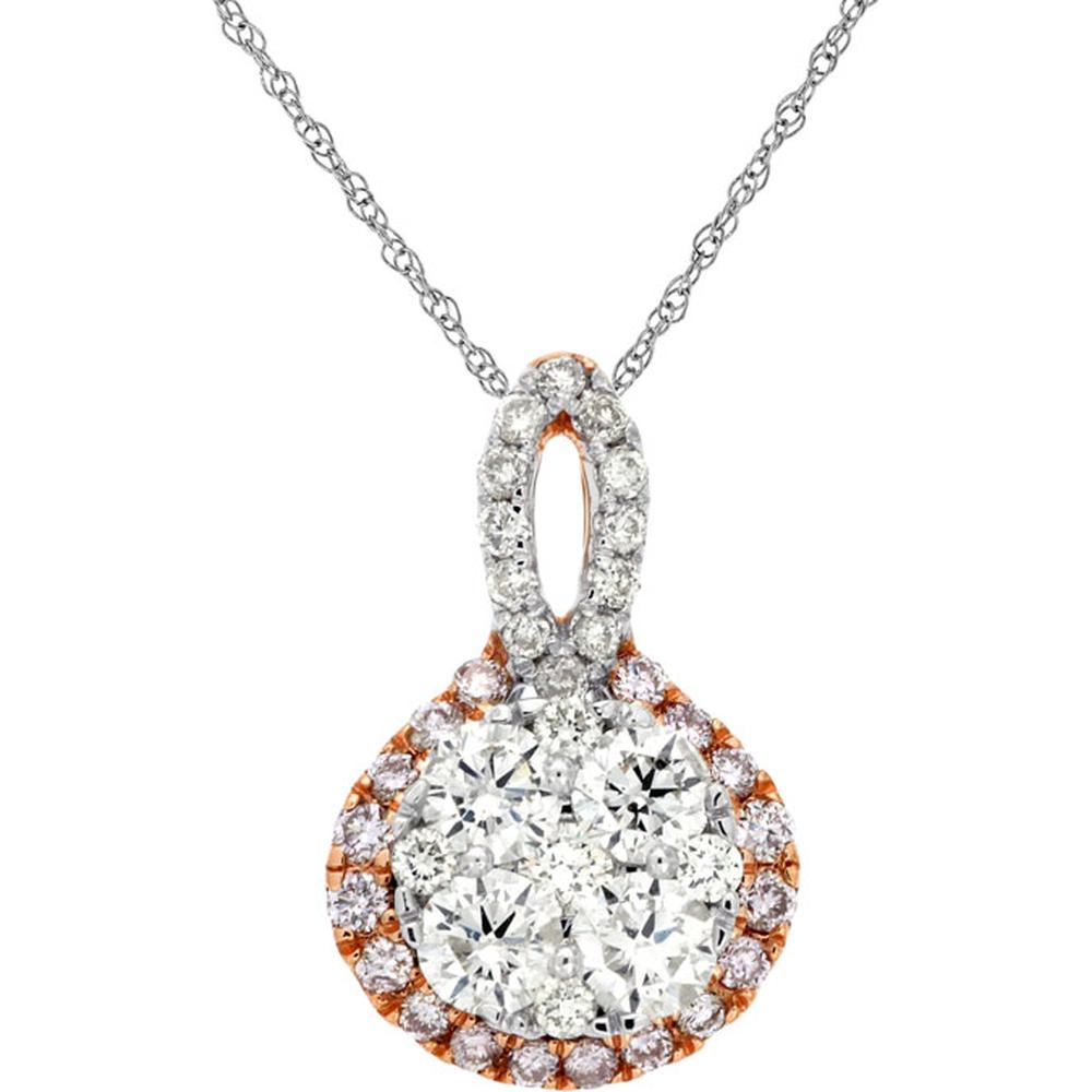 Royal 14K White Gold White & Pink Diamond Pendant - Timeless Elegance