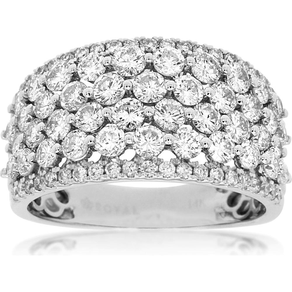 Royal 14K White Gold Wide Band Diamond Wedding Ring - 2.00 Carat Total Diamond Weight