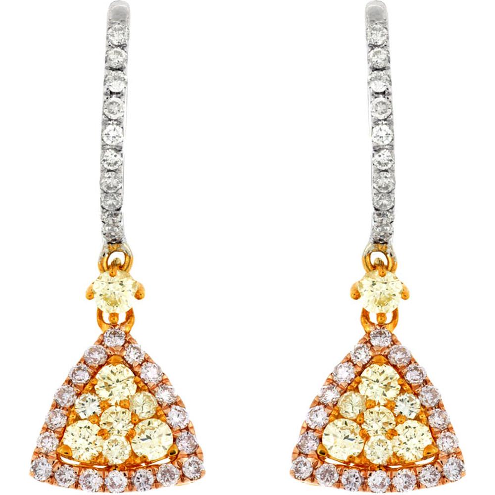 Royal 14K White Gold Yellow & Pink Diamond Earrings - 0.16 Carat Total Diamond Weight