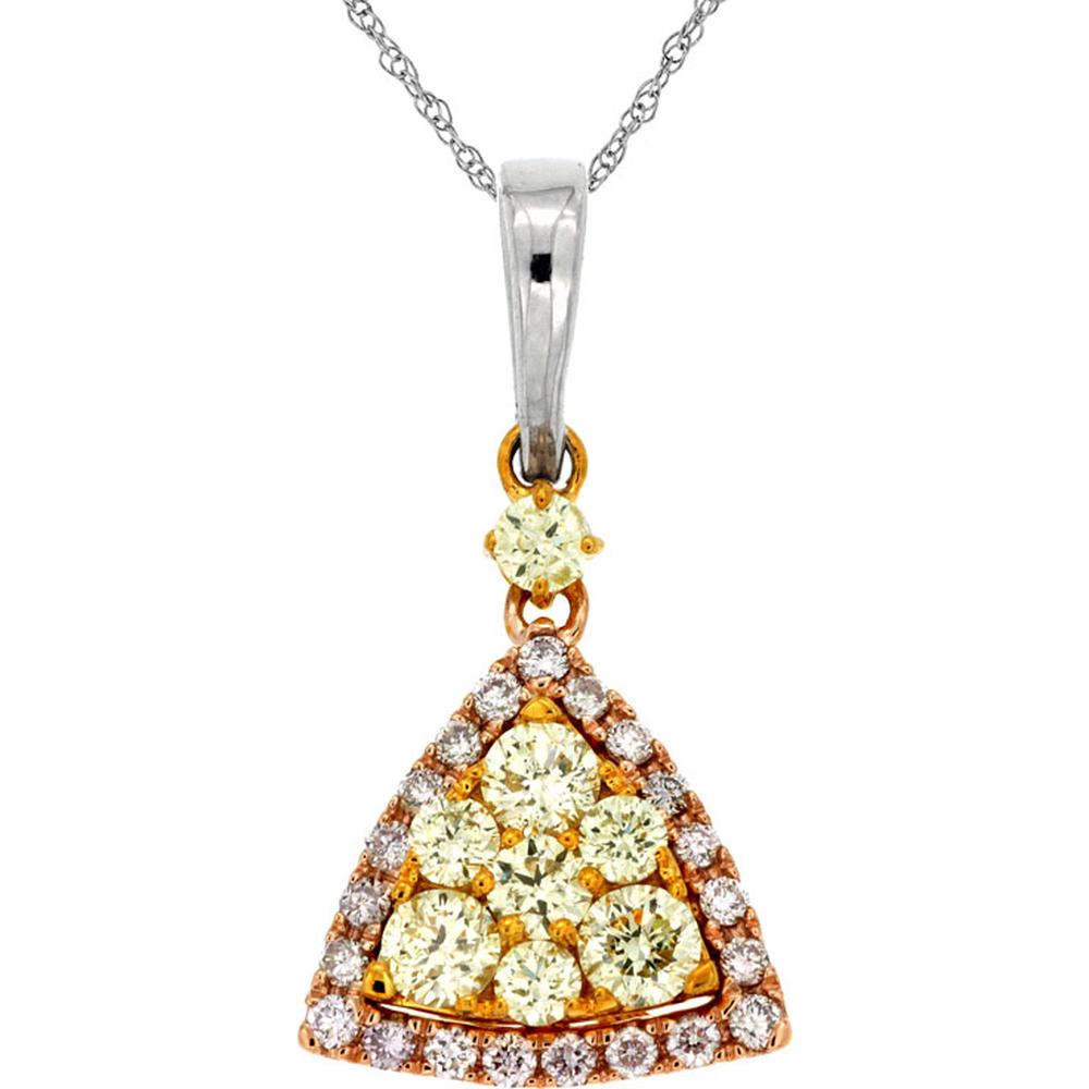 Royal 14K White Gold Yellow & Pink Diamond Pendant - 0.77 Carats Total Diamond Weight
