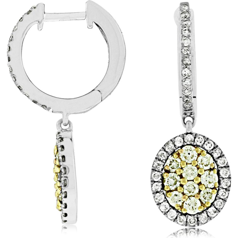 Royal 14K White Gold Yellow & White Diamond Earrings - 1.05 Carat Total Diamond Weight