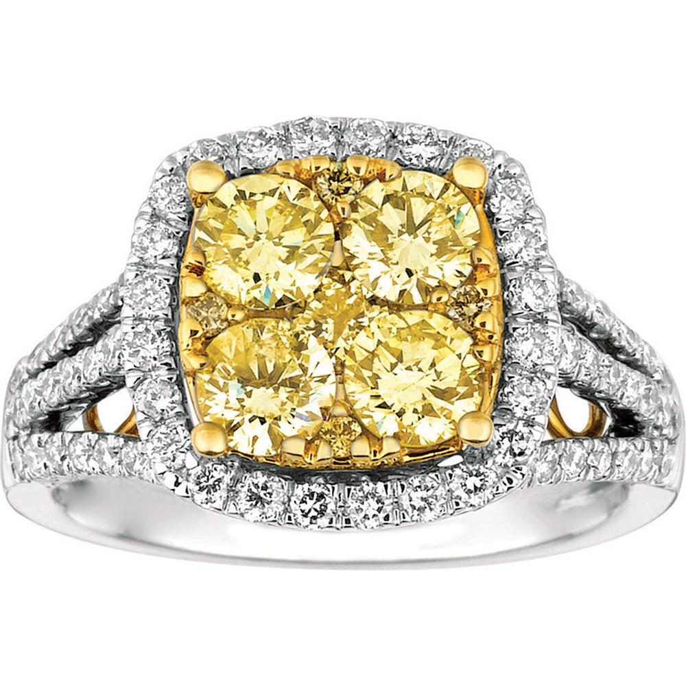 Royal 14K White Gold Yellow & White Diamond Ring - 2.13 Carat Total Diamond Weight