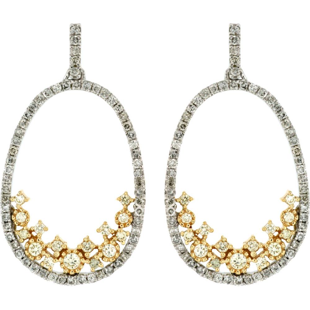 Royal 14K White Gold Yellow Diamond & Diamond Earrings - 0.62 Carat Main Stone - 0.22 Carat Yellow Diamond - Exquisite Luxury