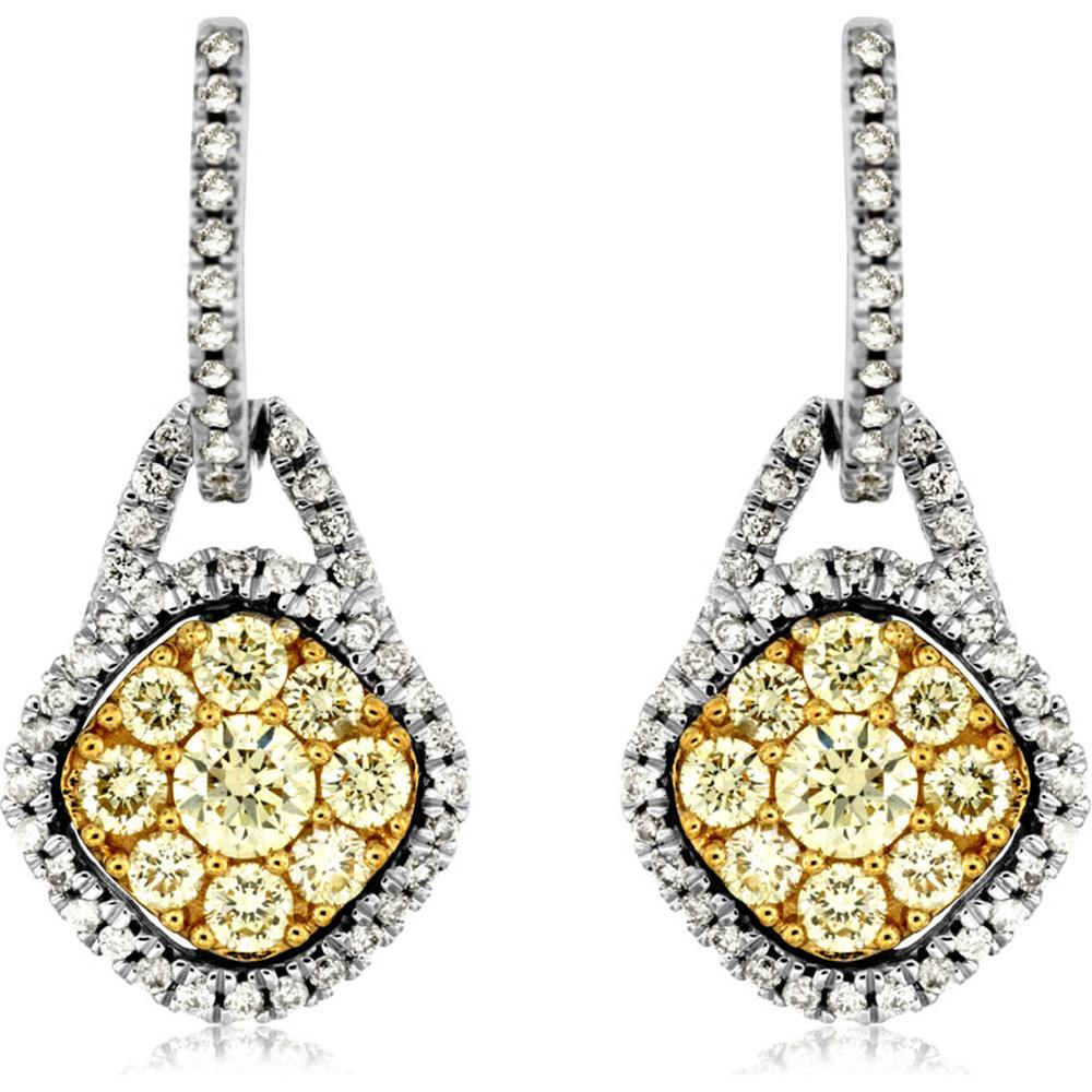 Royal 14K White Gold Yellow Diamond & Diamond Earrings - 1.31 Carat Total Gem Weight
