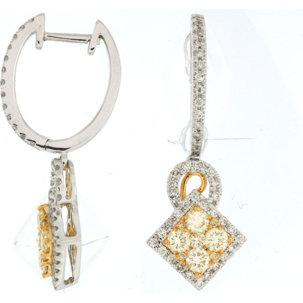 Royal 14K White Gold Yellow Diamond & Diamond Earrings - Stunning Elegance