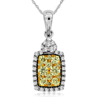Royal 14K White Gold Yellow Diamond & Diamond Pendant - 0.75 Carat Total Diamond Weight
