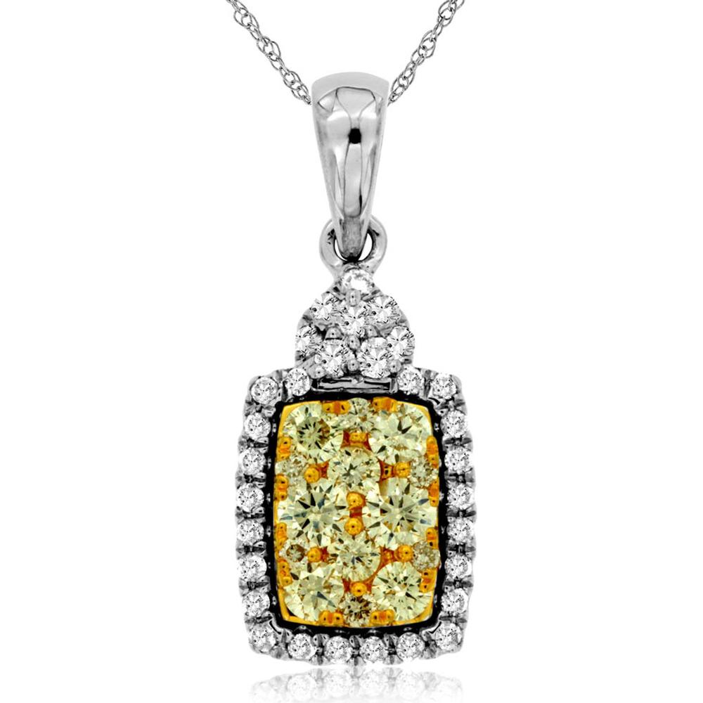 Royal 14K White Gold Yellow Diamond & Diamond Pendant - 0.75 Carat Total Diamond Weight
