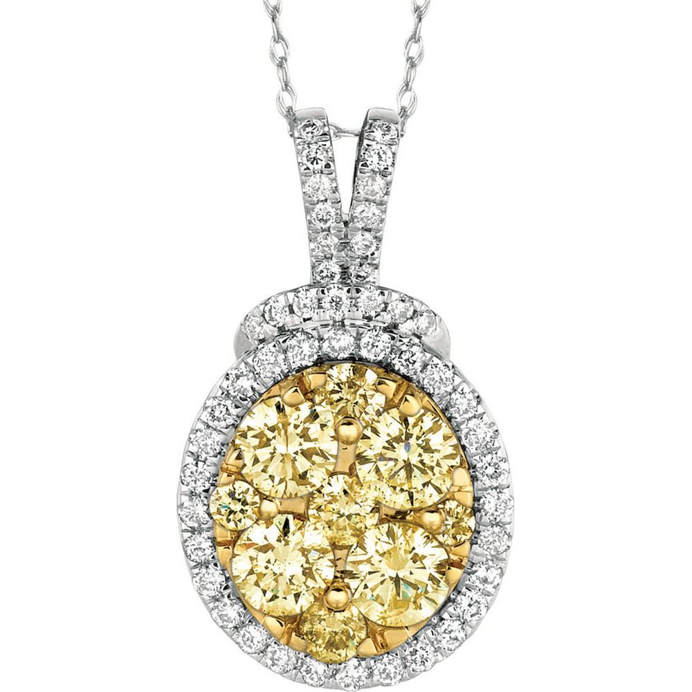Royal 14K White Gold Yellow Diamond & Diamond Pendant - 1.97 Carats Total Diamond Weight