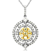 Royal 14K White Gold Yellow Diamond & Diamond Pendant - Exquisite Elegance