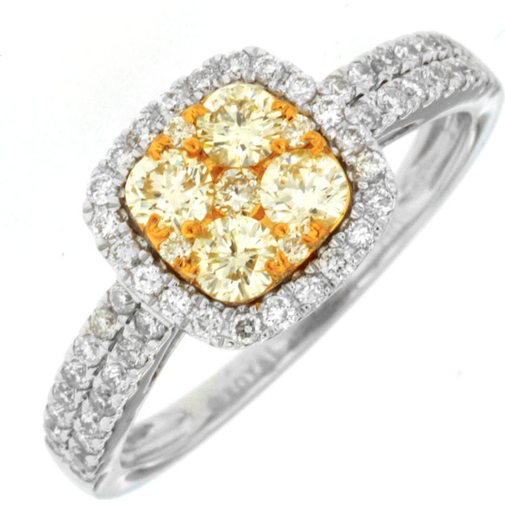 Royal 14K White Gold Yellow Diamond & Diamond Ring - 0.35 Carat Total Diamond Weight