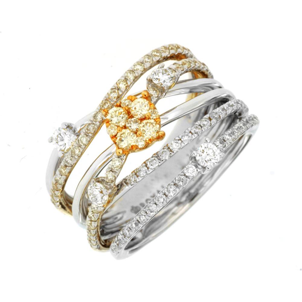 Royal 14K White Gold Yellow Diamond & Diamond Ring - 1.05 Carat Total Diamond Weight