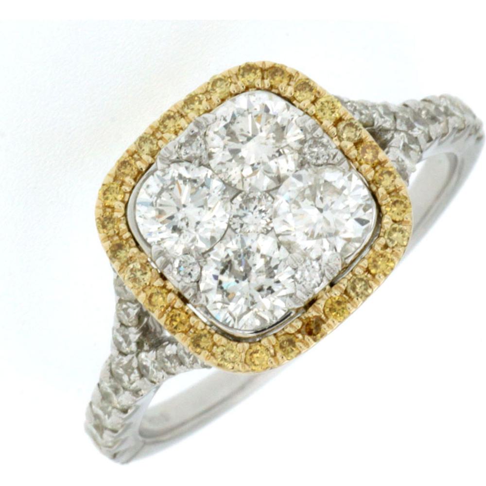 Royal 14K White Gold Yellow Diamond & Diamond Ring - 1.52 Carat Total Diamond Weight
