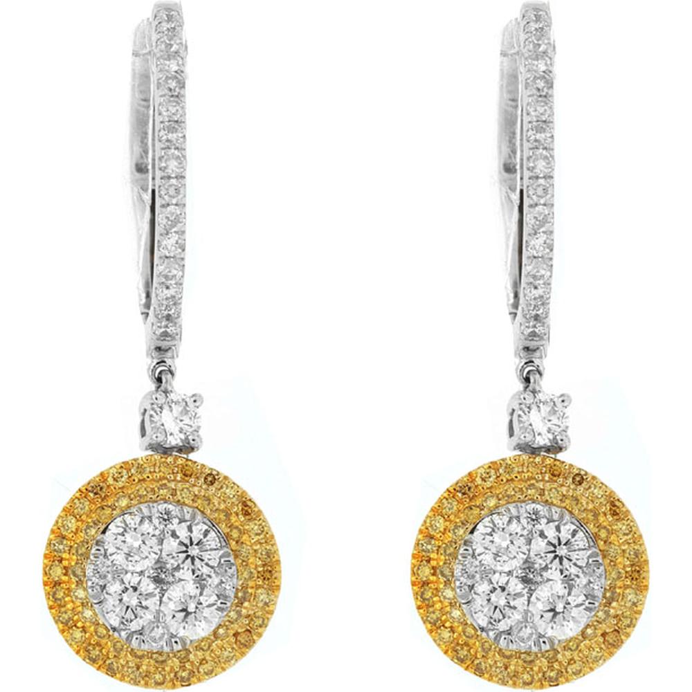 Royal 14K White Gold Yellow Diamond & White Diamond Earring