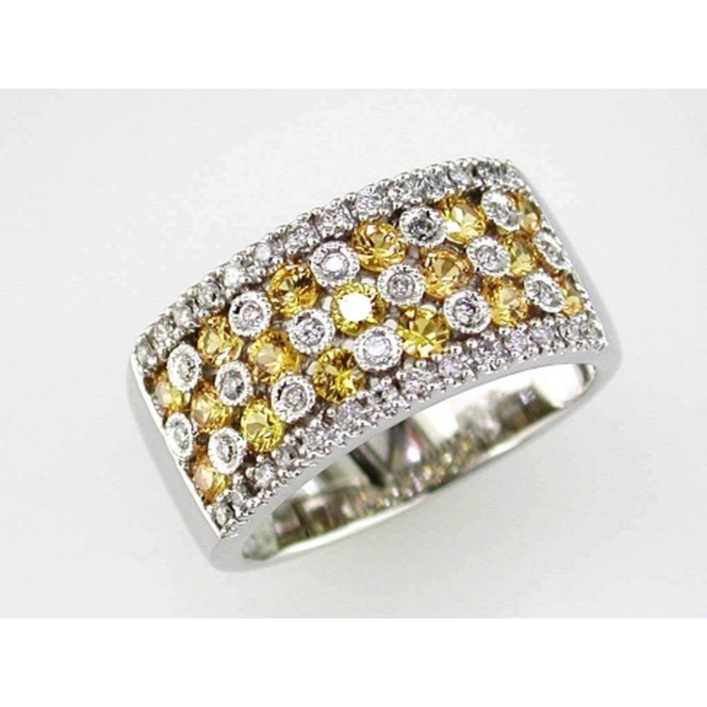 Royal 14K White Gold Yellow Sapphire & Diamond Halo Ring - 1.15 Carat Total Gem Weight