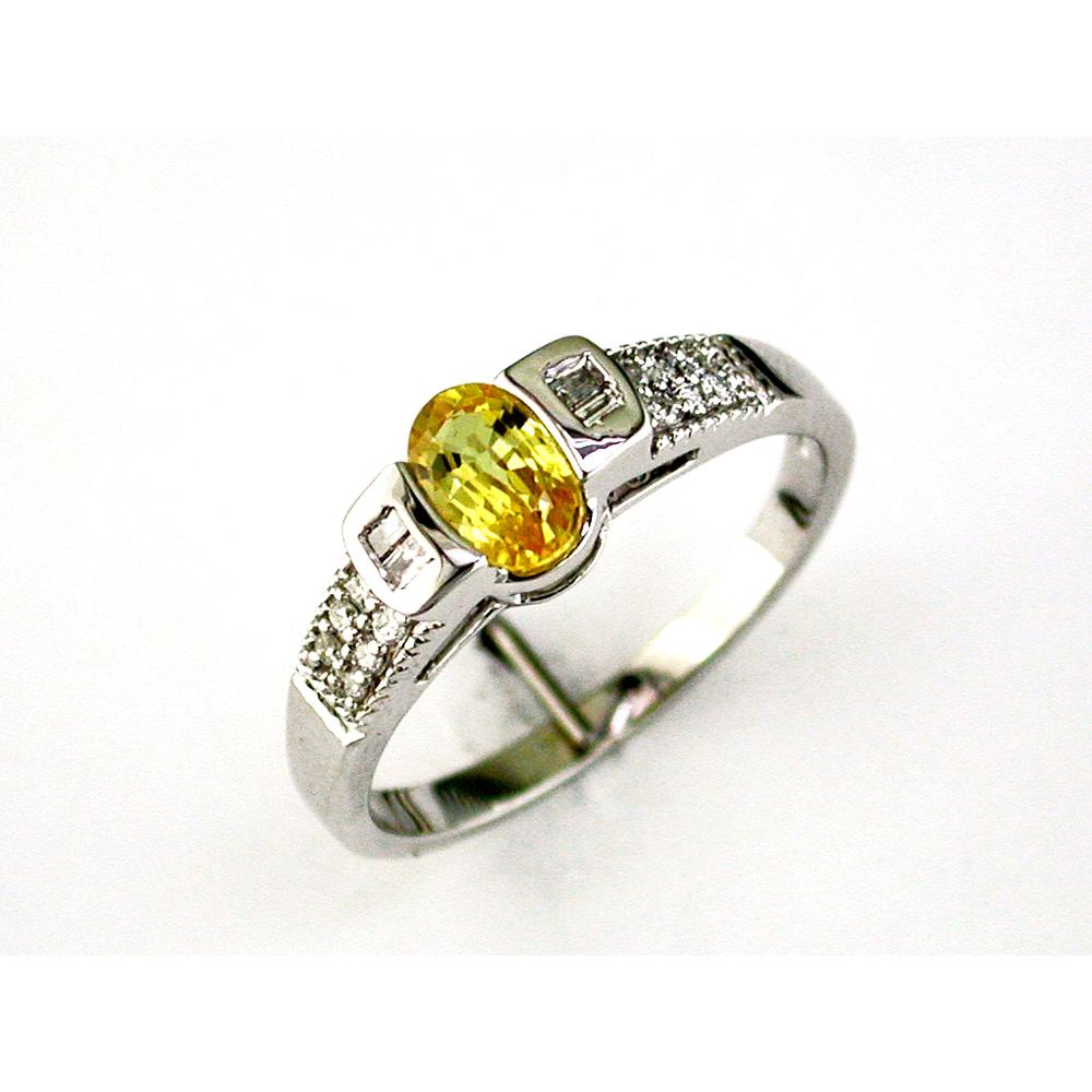 Royal 14K White Gold Yellow Sapphire & Diamond Ring - 0.45 Carat Yellow Sapphire