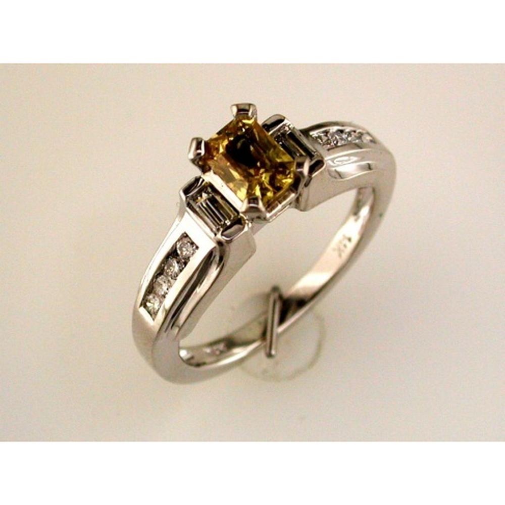 Royal 14K White Gold Yellow Sapphire & Diamond Ring - Radiant Elegance