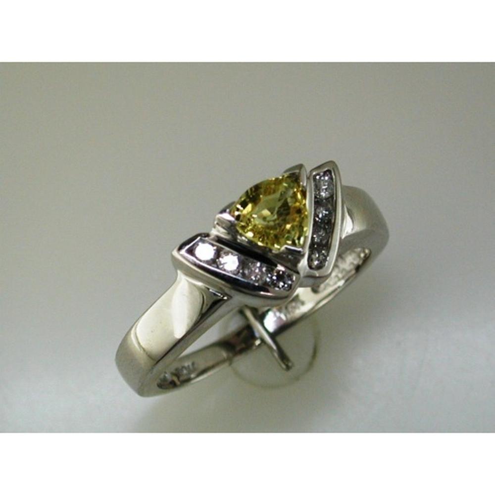 Royal 14K White Gold Yellow Sapphire & Diamond Trillion Ring - 0.75 Carat Total Gem Weight